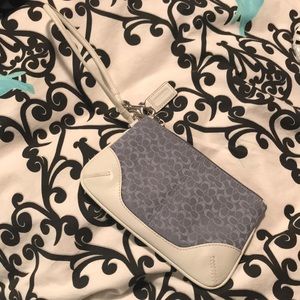 Coach wristlet powder blue and white authentic